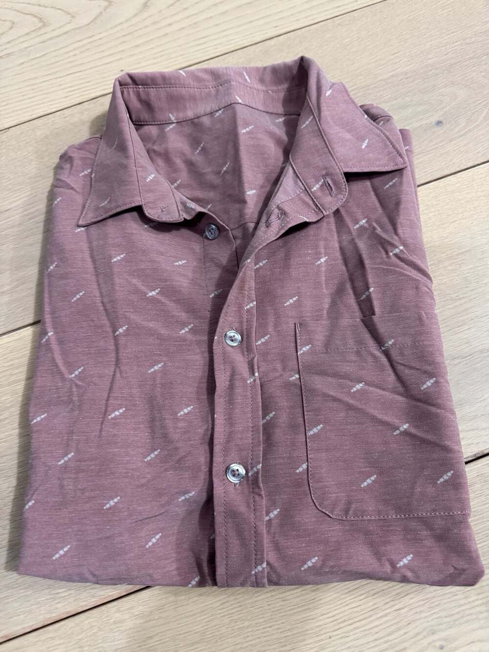 Vuori Bridge Shirt Dusty Rose Print Short Sleeve Button Down